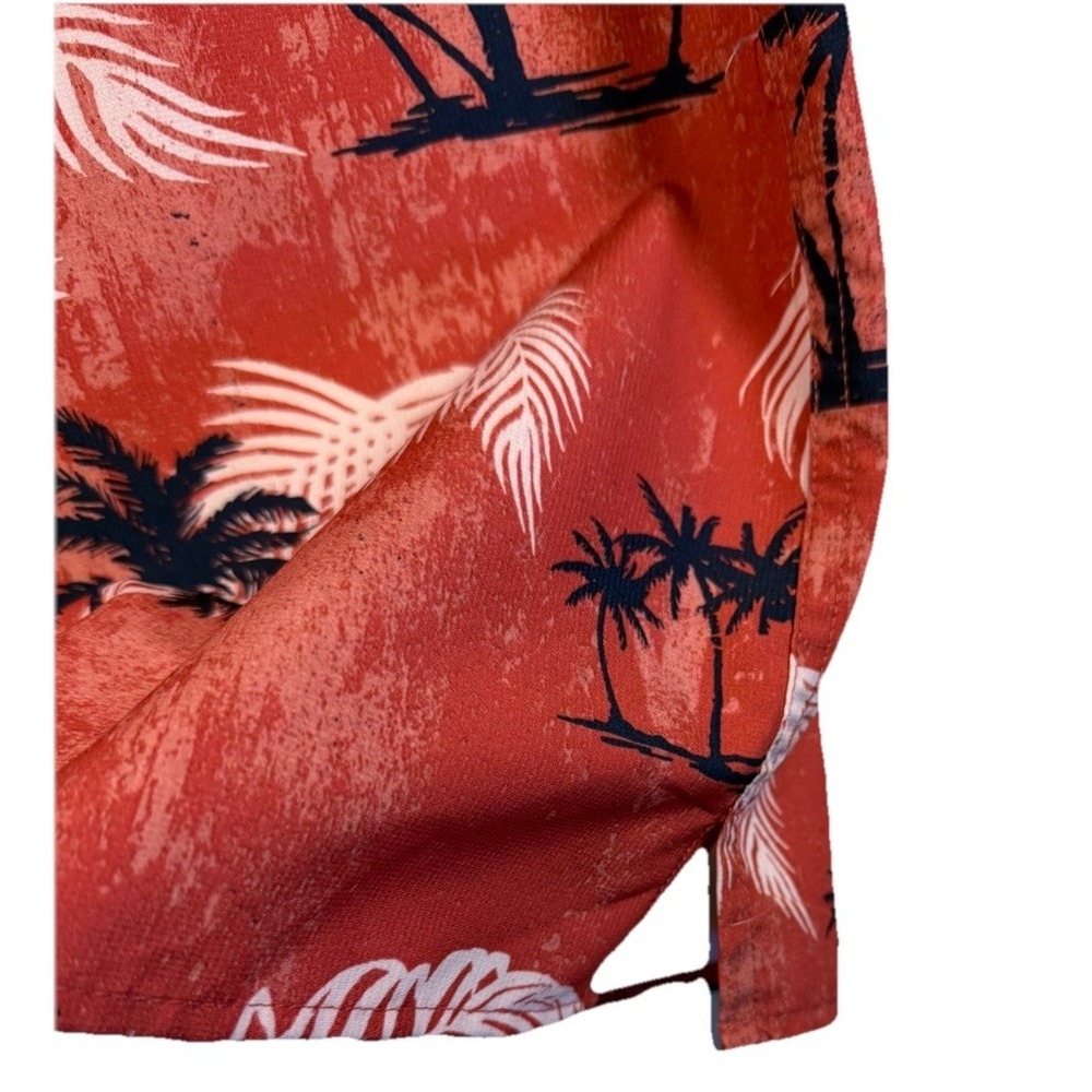 Chaps Mens‎ XL Performance Shirt Red Tropical Palm Tree  Button Down Shirt - Picture 6 of 13